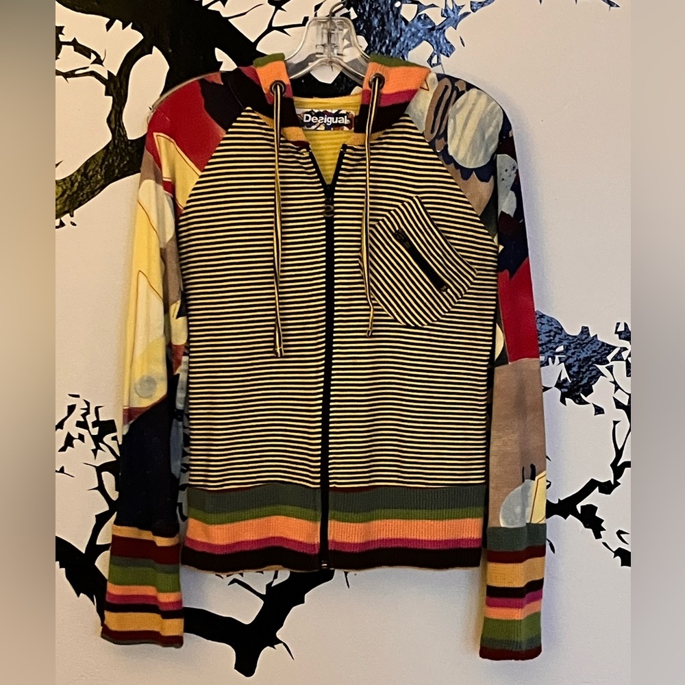 Desigual Striped Hoodie Multicolor Size Small